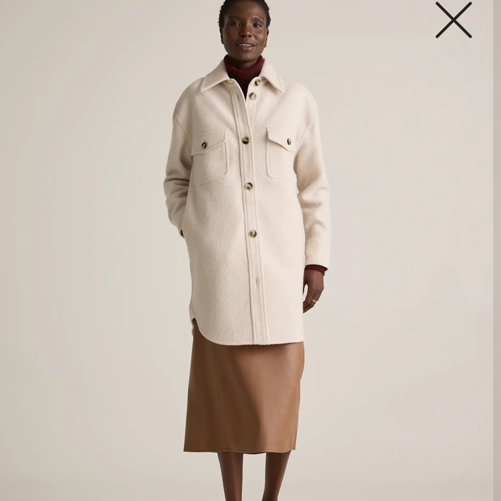 100% merino wool long shirt jacket, cream - Picture 2 of 10